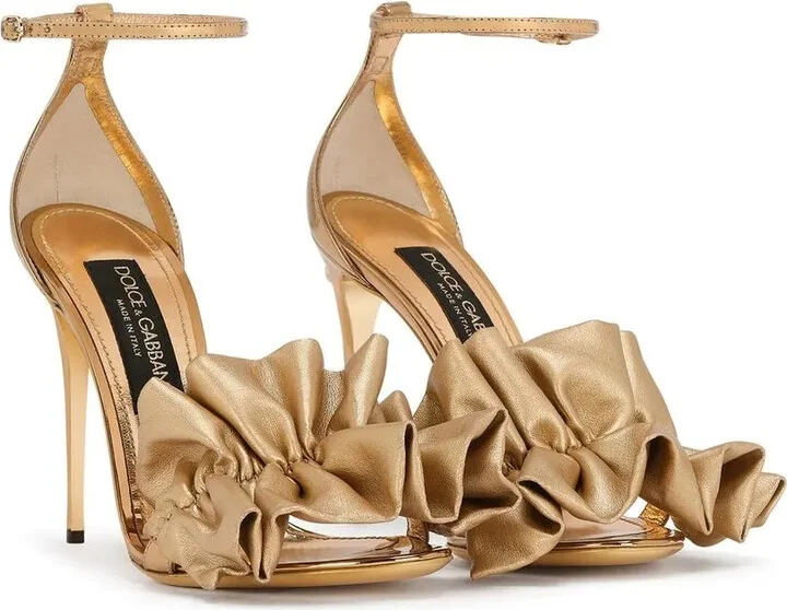 Ruched-Detail Metallic Sandals - Image 2