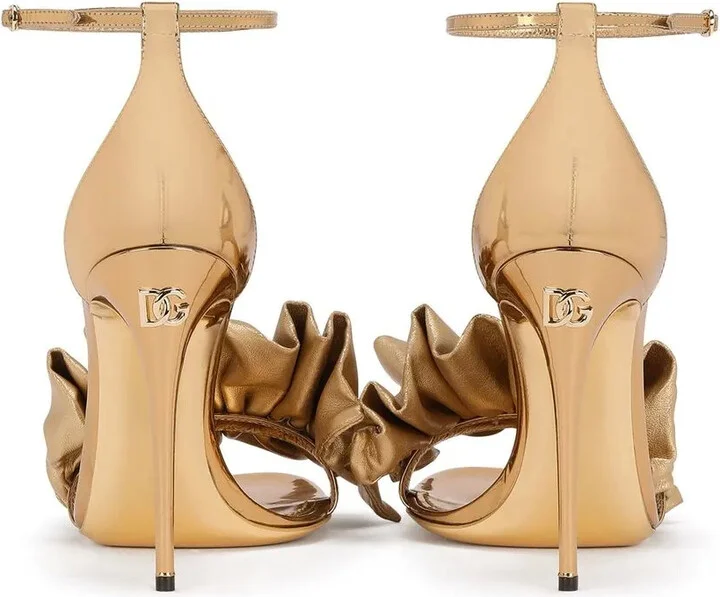Ruched-Detail Metallic Sandals - Image 3