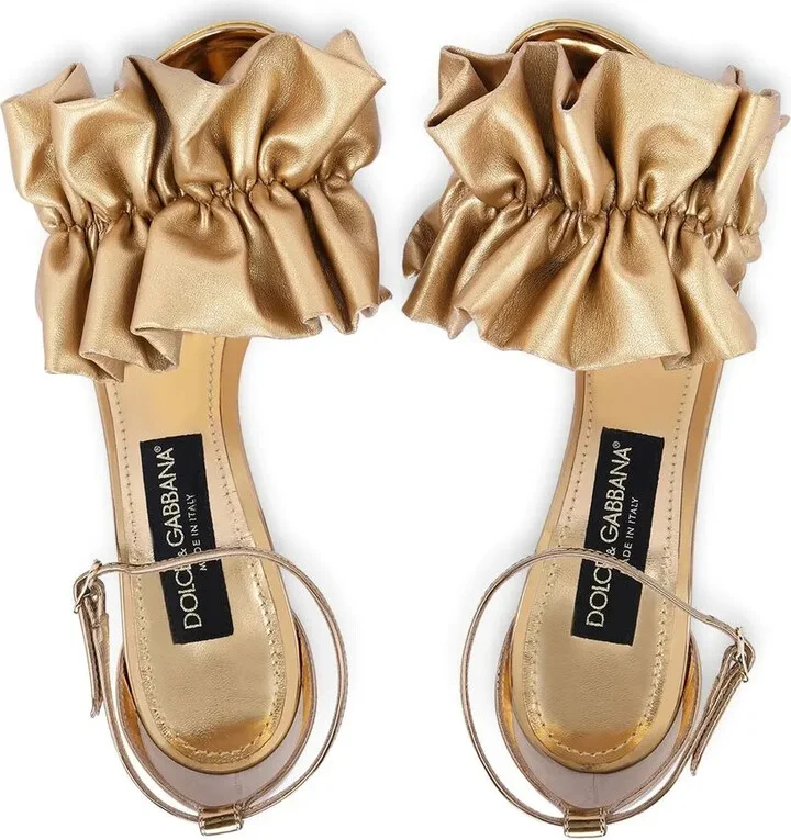 Ruched-Detail Metallic Sandals - Image 4