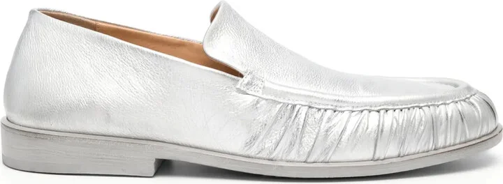 Ruched-Detailing Leather Loafers