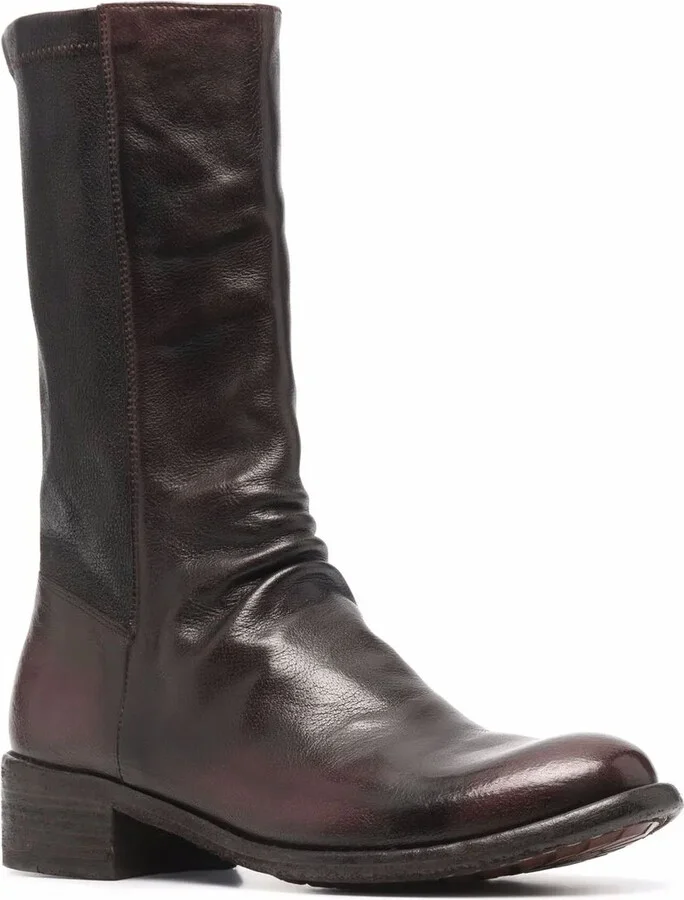 Ruched-Detailing Zip-Up Leather Boots - Image 2