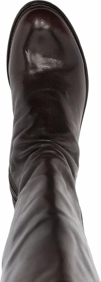 Ruched-Detailing Zip-Up Leather Boots - Image 4