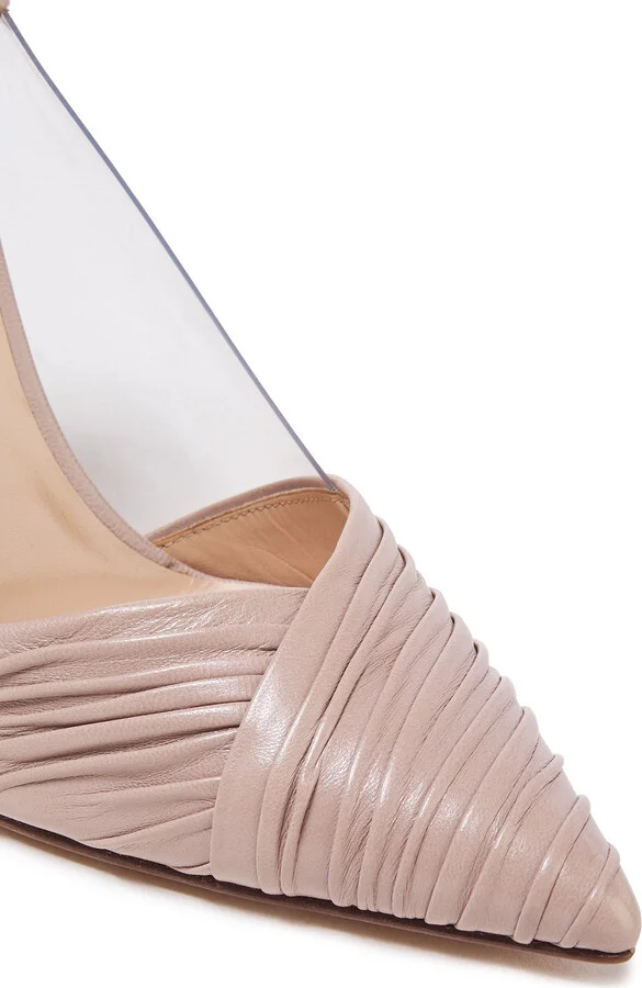 Ruched leather and PVC pumps - Image 4