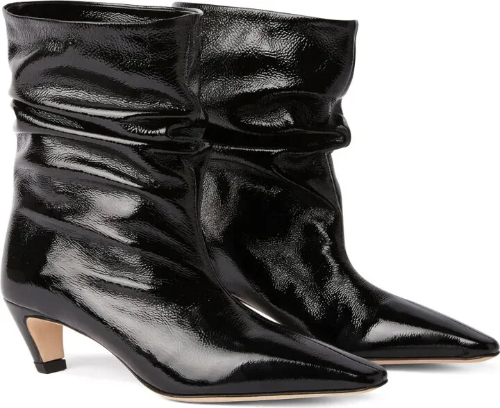 Ruched Leather Ankle Boots - Image 2