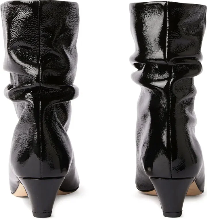 Ruched Leather Ankle Boots - Image 3