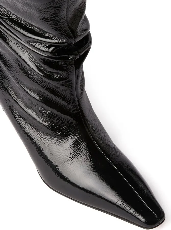 Ruched Leather Ankle Boots - Image 4