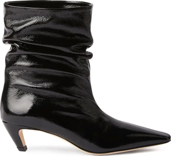 Ruched Leather Ankle Boots
