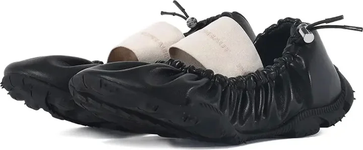 Ruched Leather Ballet Flats - Image 2
