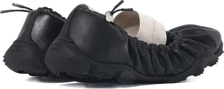Ruched Leather Ballet Flats - Image 3