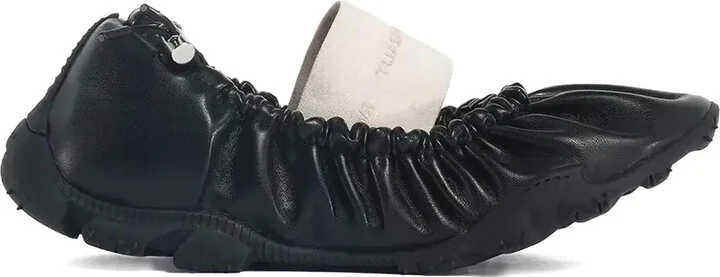 Ruched Leather Ballet Flats