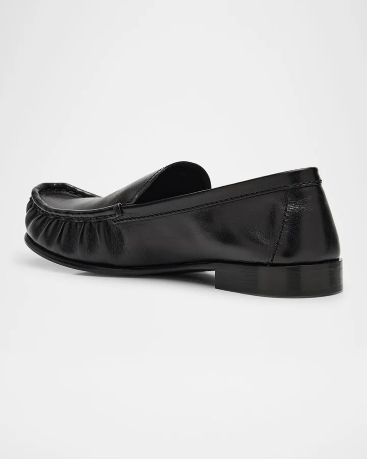 Ruched Leather Mocassin Loafers - Image 3