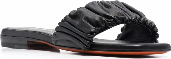 Ruched Leather Sandals - Image 2