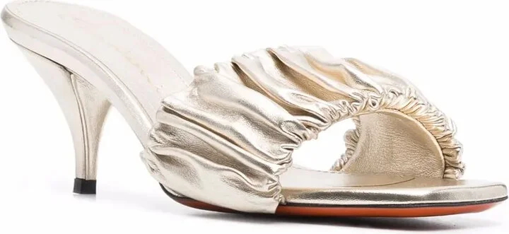 Ruched Leather Sandals - Image 2