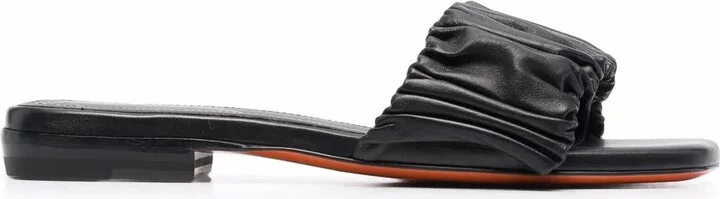 Ruched Leather Sandals