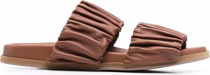Ruched Leather Sandals