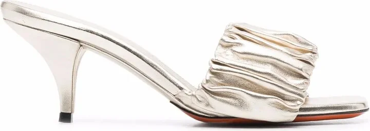 Ruched Leather Sandals