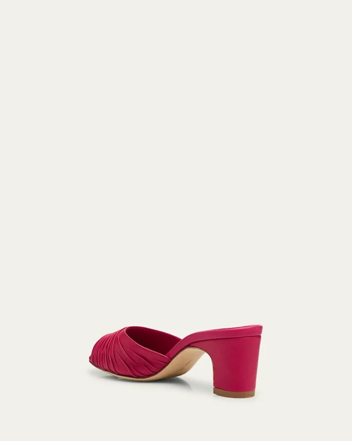 Ruched Leather Slide Sandals - Image 3