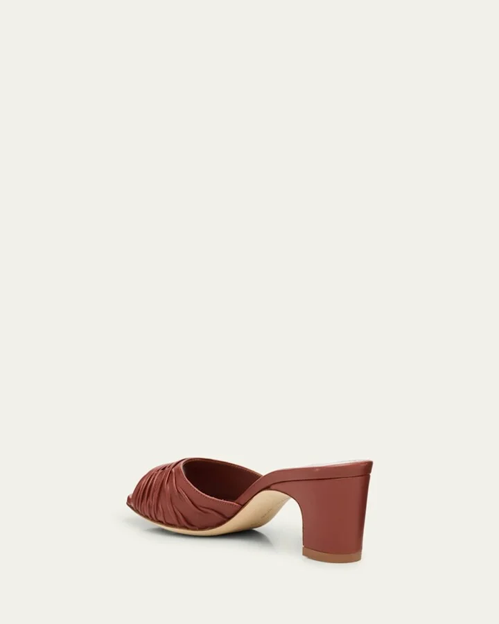 Ruched Leather Slide Sandals - Image 5