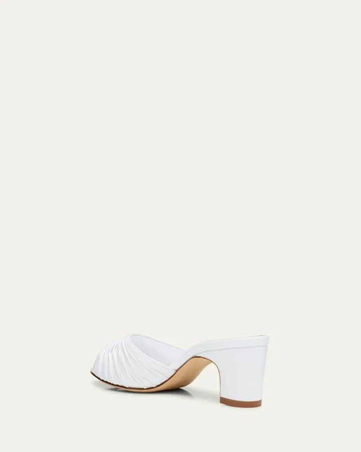 Ruched Leather Slide Sandals - Image 11