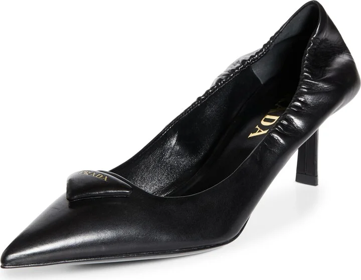 Ruched Logo Kitten Heel Pump