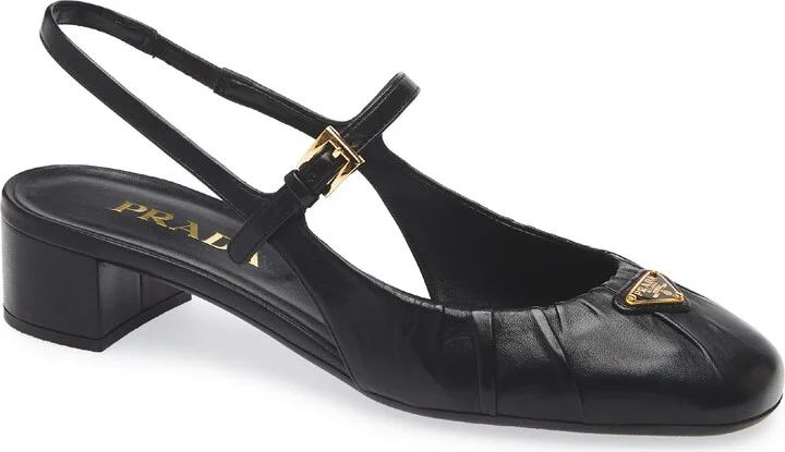 Ruched Mary Jane Slingback Pump
