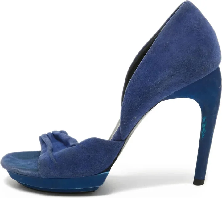 Ruched Open-Toe Pumps