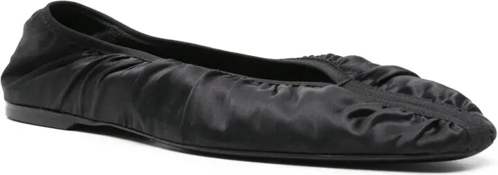 Ruched Satin Ballerina Shoes - Image 2