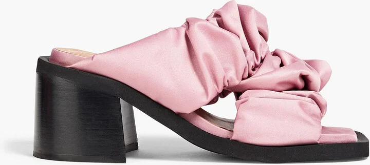 Ruched satin mules