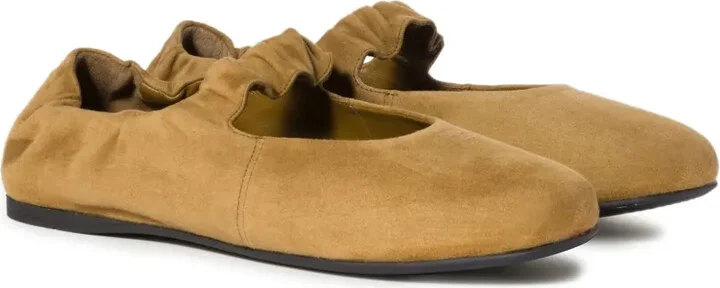 Ruched Suede Ballerina Shoes - Image 2