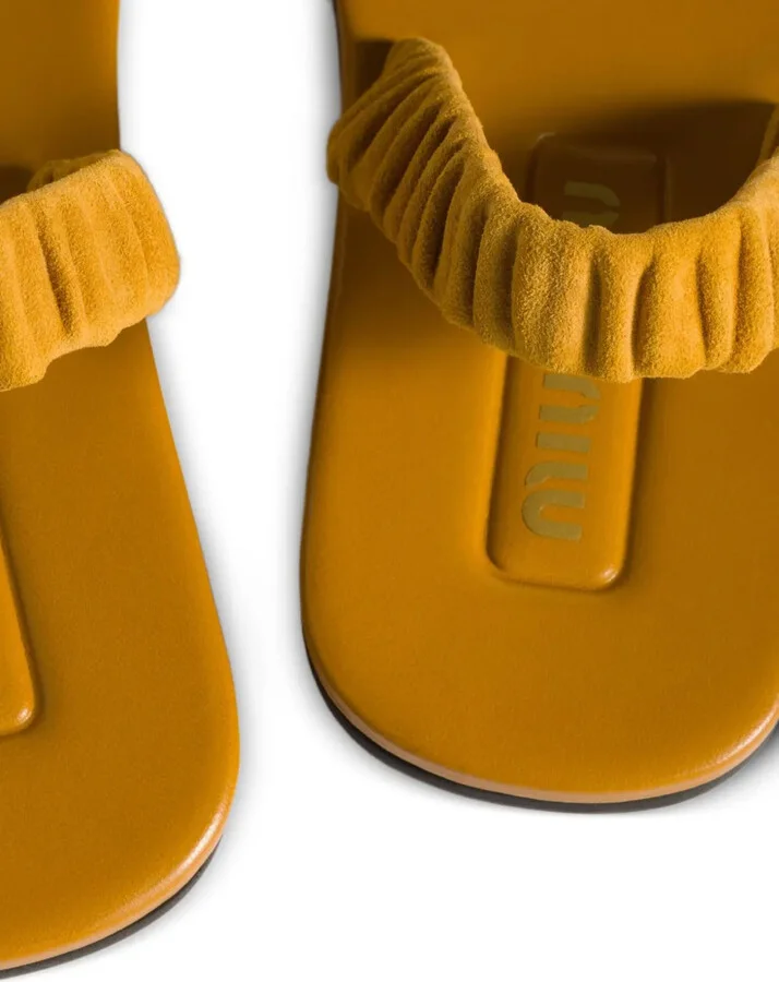 Ruched Suede Sandals - Image 4