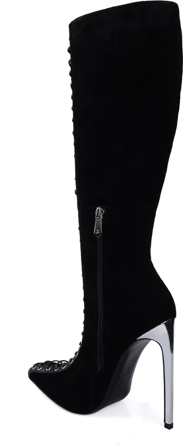 Rudy Pointed Toe Lace Up Knee High Boot - Image 2