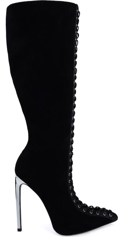 Rudy Pointed Toe Lace Up Knee High Boot - Image 3
