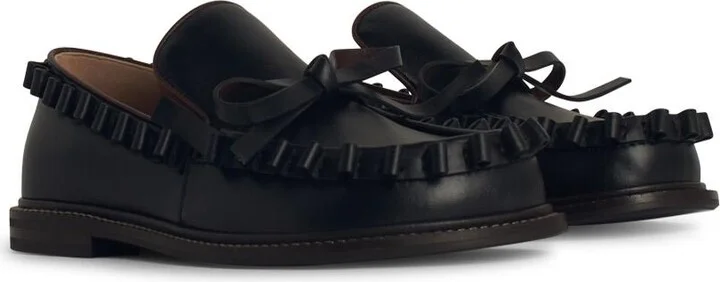 'ruffle' Black Leather Loafers - Image 2