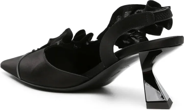 Ruffle-Detailed Satin Slingbacks - Image 3