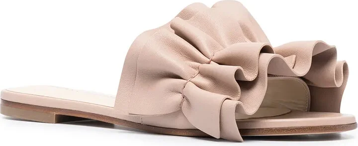 Ruffle Leather Mule Sandals - Image 2