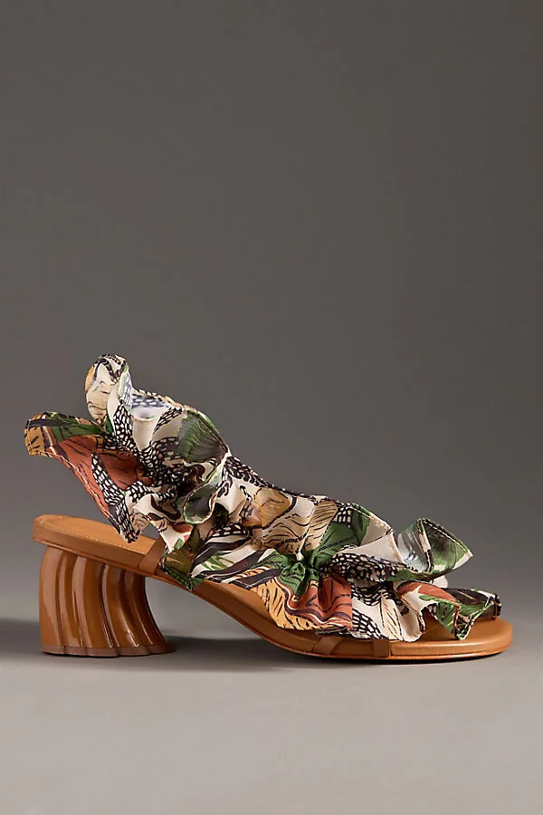 Ruffle Monstera Heeled Sandals