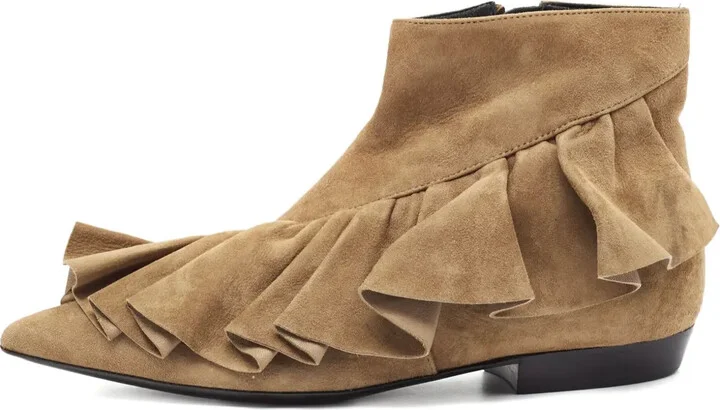 Ruffle Pointed-Toe Boots