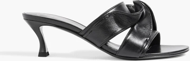 Ruffled leather mules