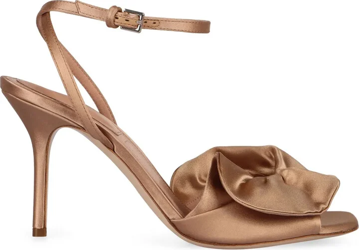 Ruffled Satin Sandals