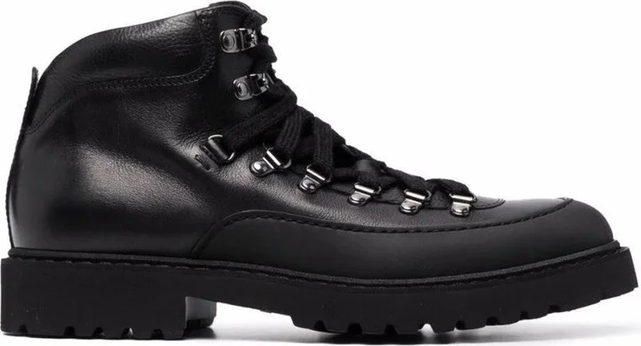 Rugged Black Leather Ankle Boots