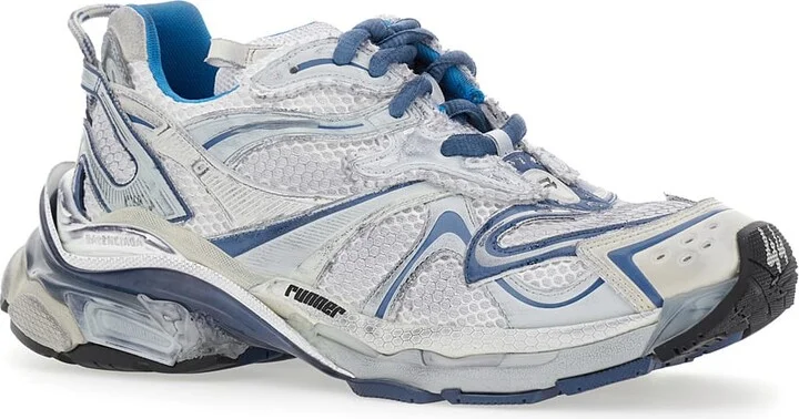 'runner 2.0' Light Blue Low Top Sneakers With Runner Logo In Tech Fabric Man - Image 2