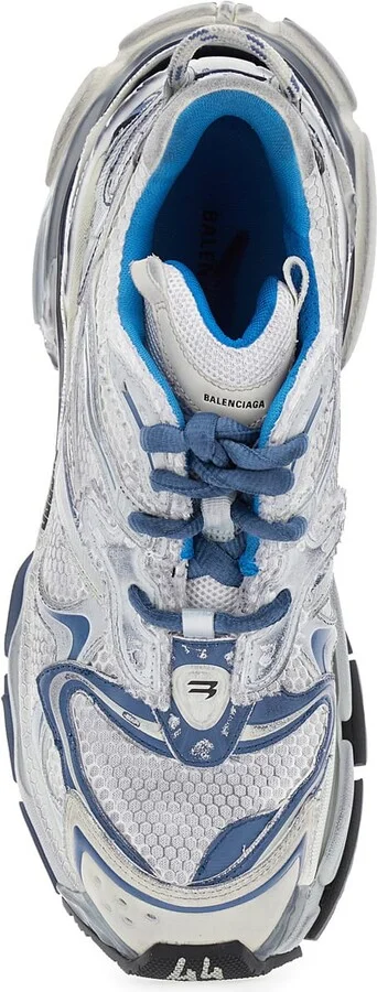'runner 2.0' Light Blue Low Top Sneakers With Runner Logo In Tech Fabric Man - Image 4