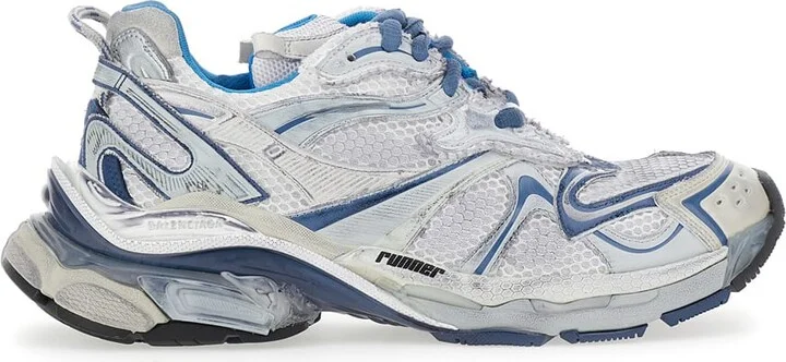 'runner 2.0' Light Blue Low Top Sneakers With Runner Logo In Tech Fabric Man