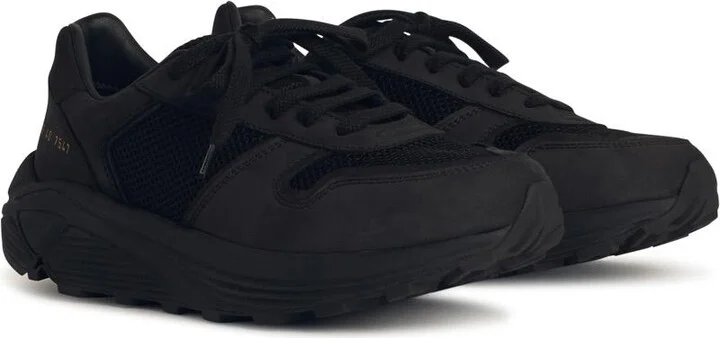 'runner' Black Leather Blend Sneakers - Image 2