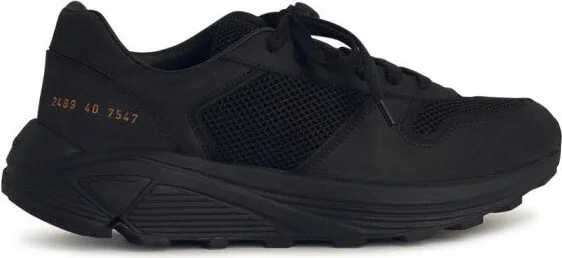 Runner' Black Leather Blend Sneakers