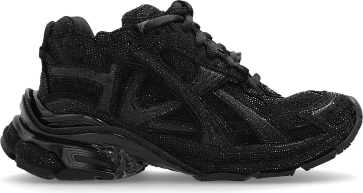 'Runner' Sports Shoes With Sparkling Crystals, , - Black