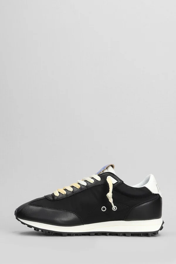 Running Marathon Sneakers In Black Leather And Fabric - Image 3