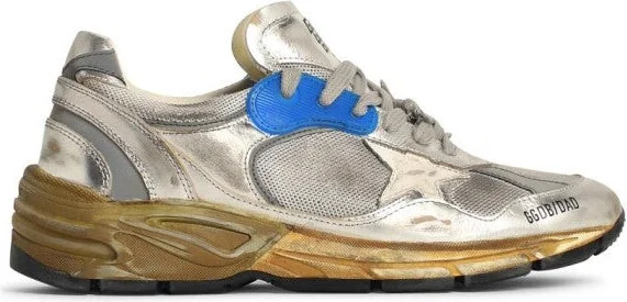 'Running' Silver Leather Sneakers