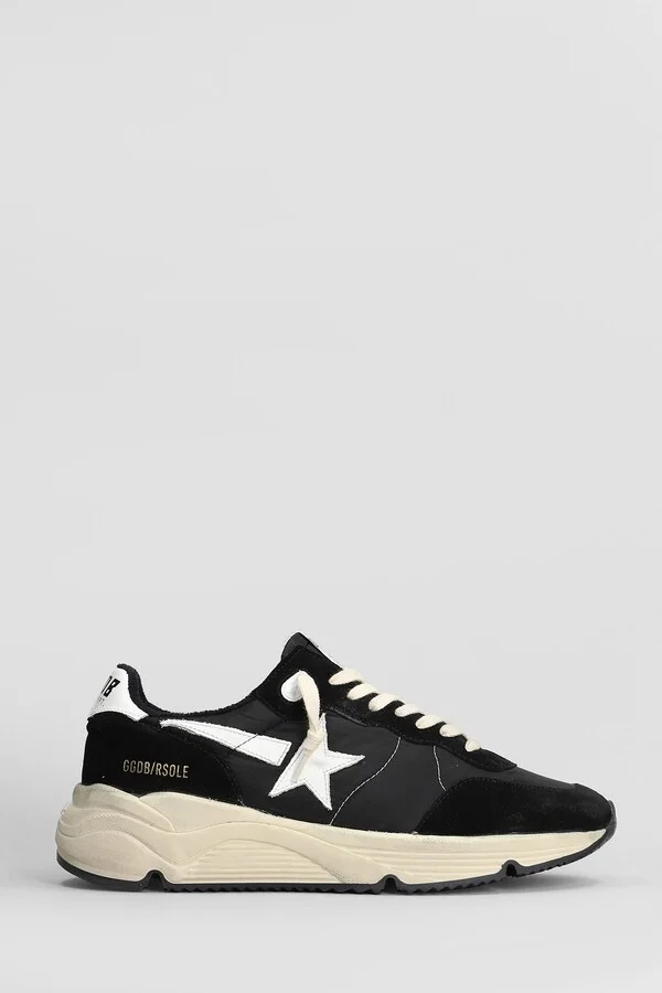 Running Sneakers In Black Suede And Fabric