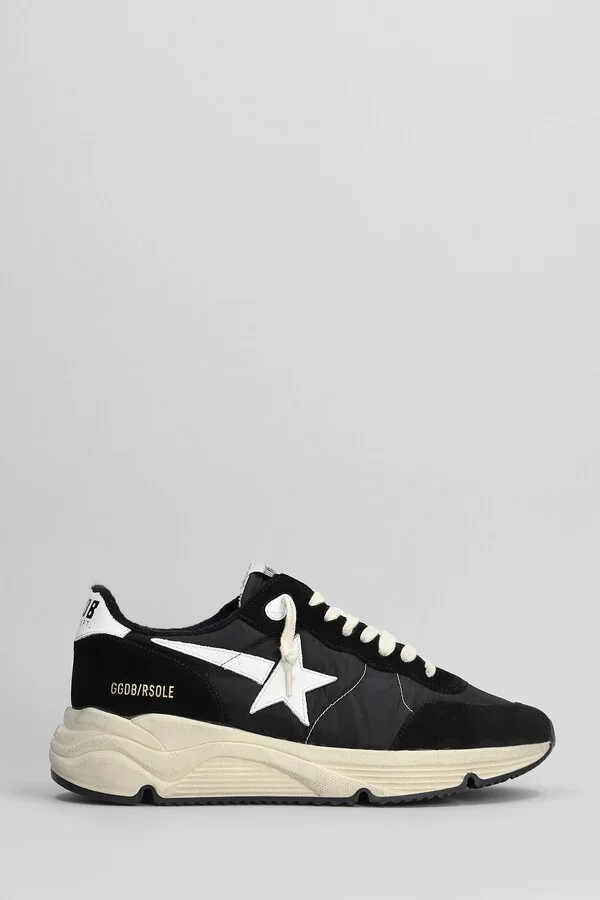 Running Sneakers In Black Suede And Fabric